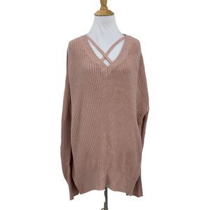 Rue21 Free For All Knit Sweater Womens XL Extra Large Pink Slouchy Pullover Top